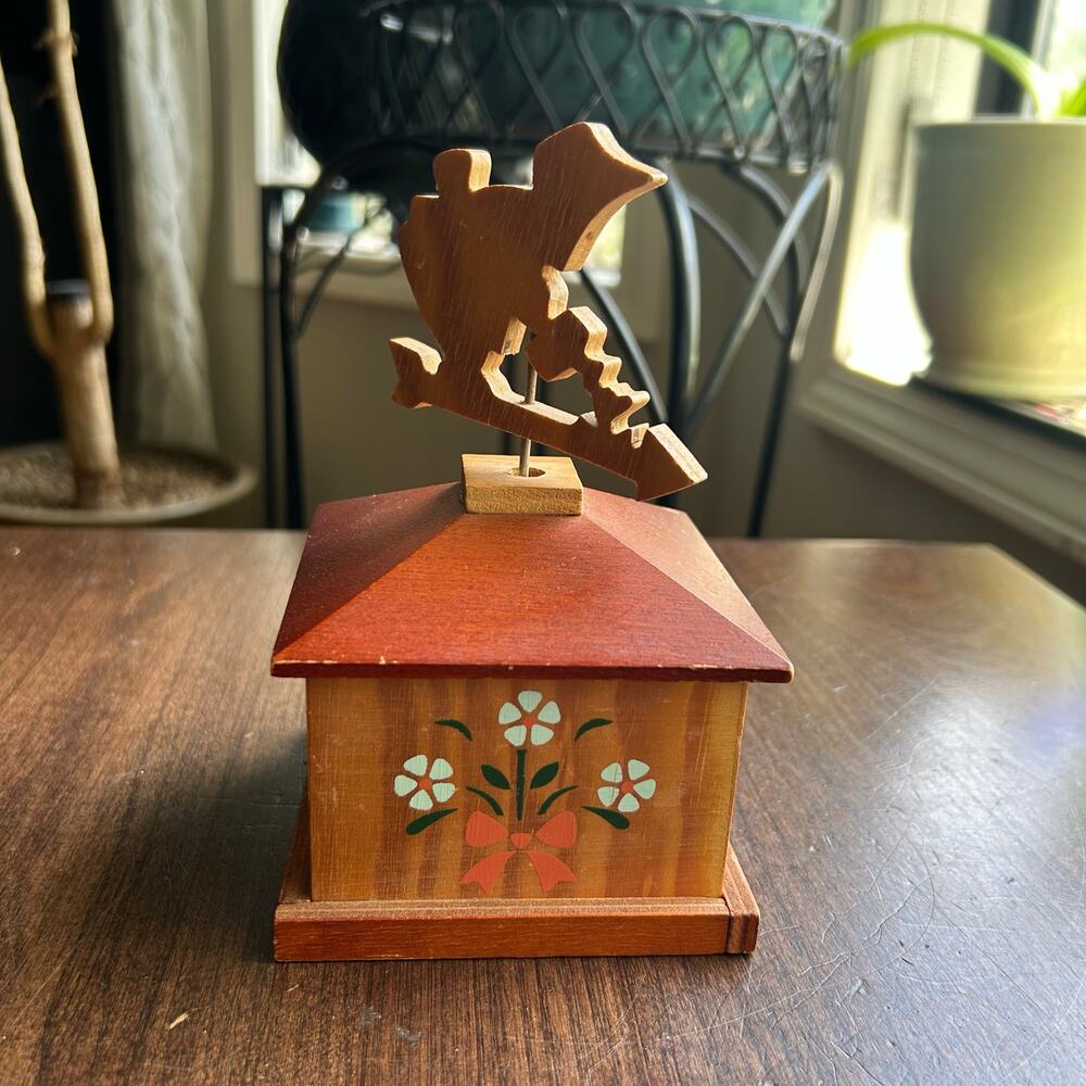 Vintage George Good wooden music box rotating top